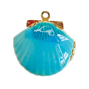 Shell Locket Turquoise Charm