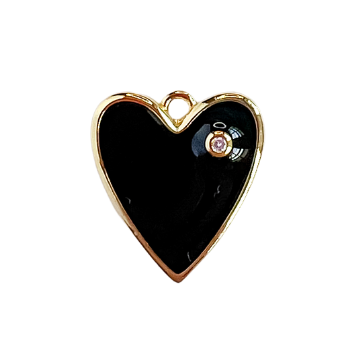 Black Stone Heart Charm