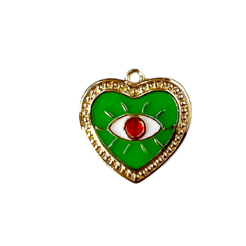 Green Detailed Heart Evil Eye Charm