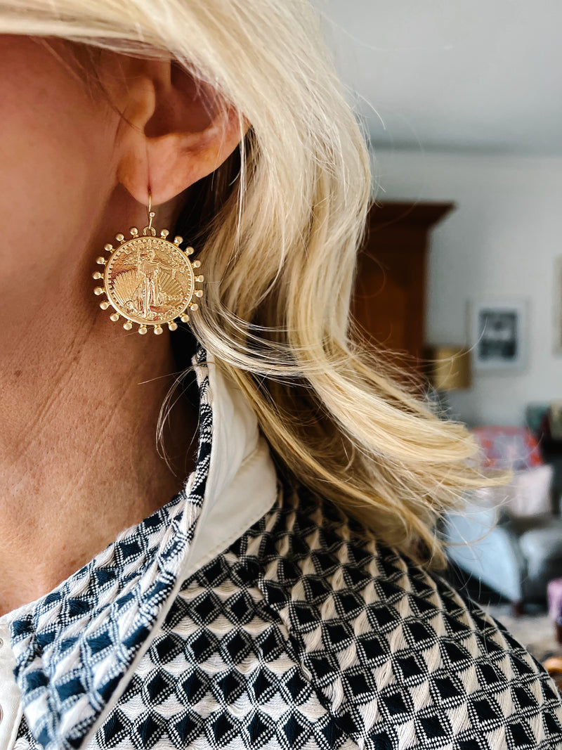 Textured Coin Earrings