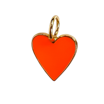 Orange Heart Medium Charm