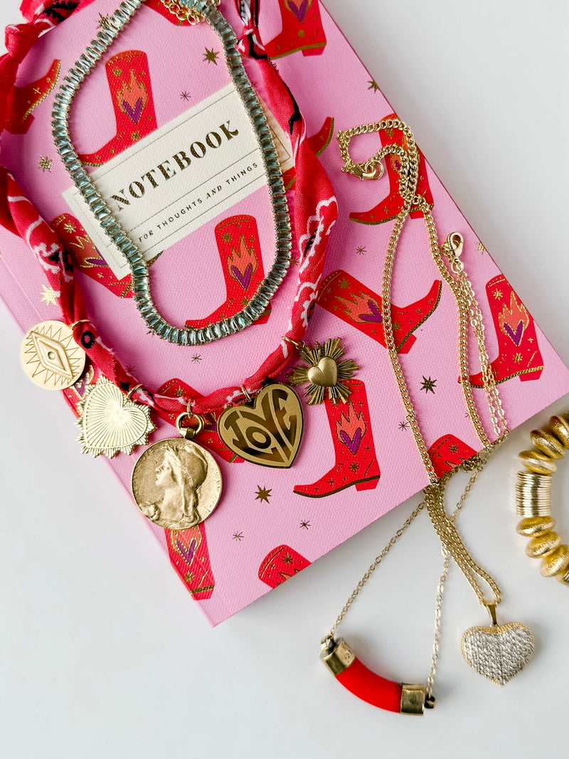 Coral Red Bandana Necklace