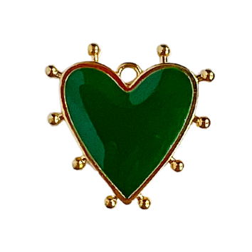 Green Spikey Heart Charm