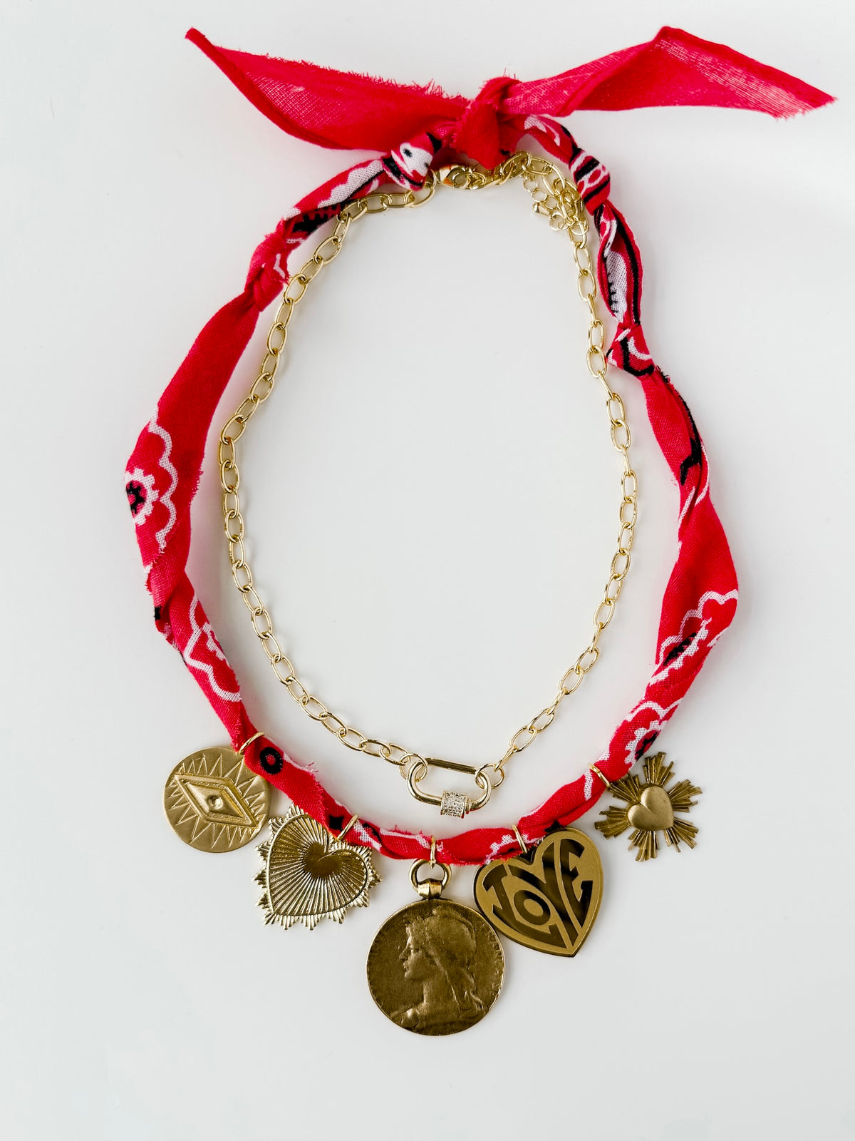 Coral Red Bandana Necklace